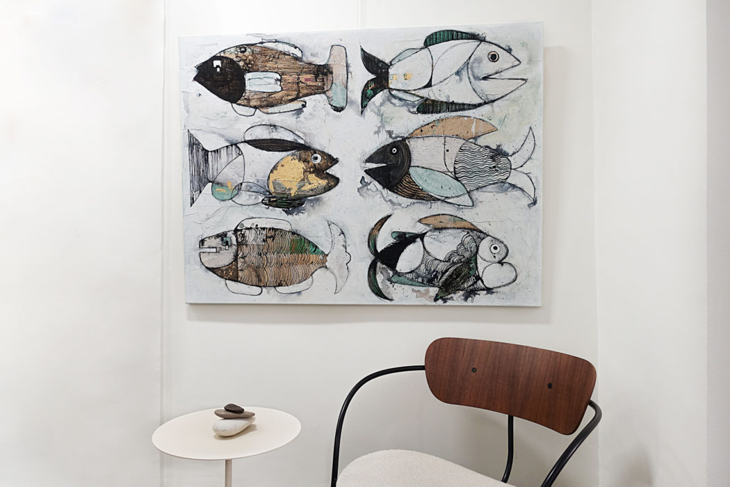 Les sardines - cécile colombo - peinture contemporaine - en situation horizontal