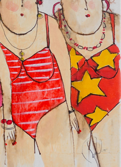 Suzette Annie Nine bathers - cécile colombo - peinture - zoom